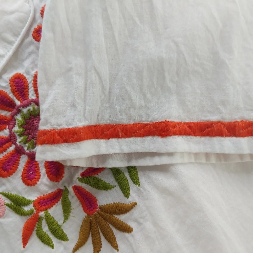 SOL Embroidered Cotton Tunic Top Sz M